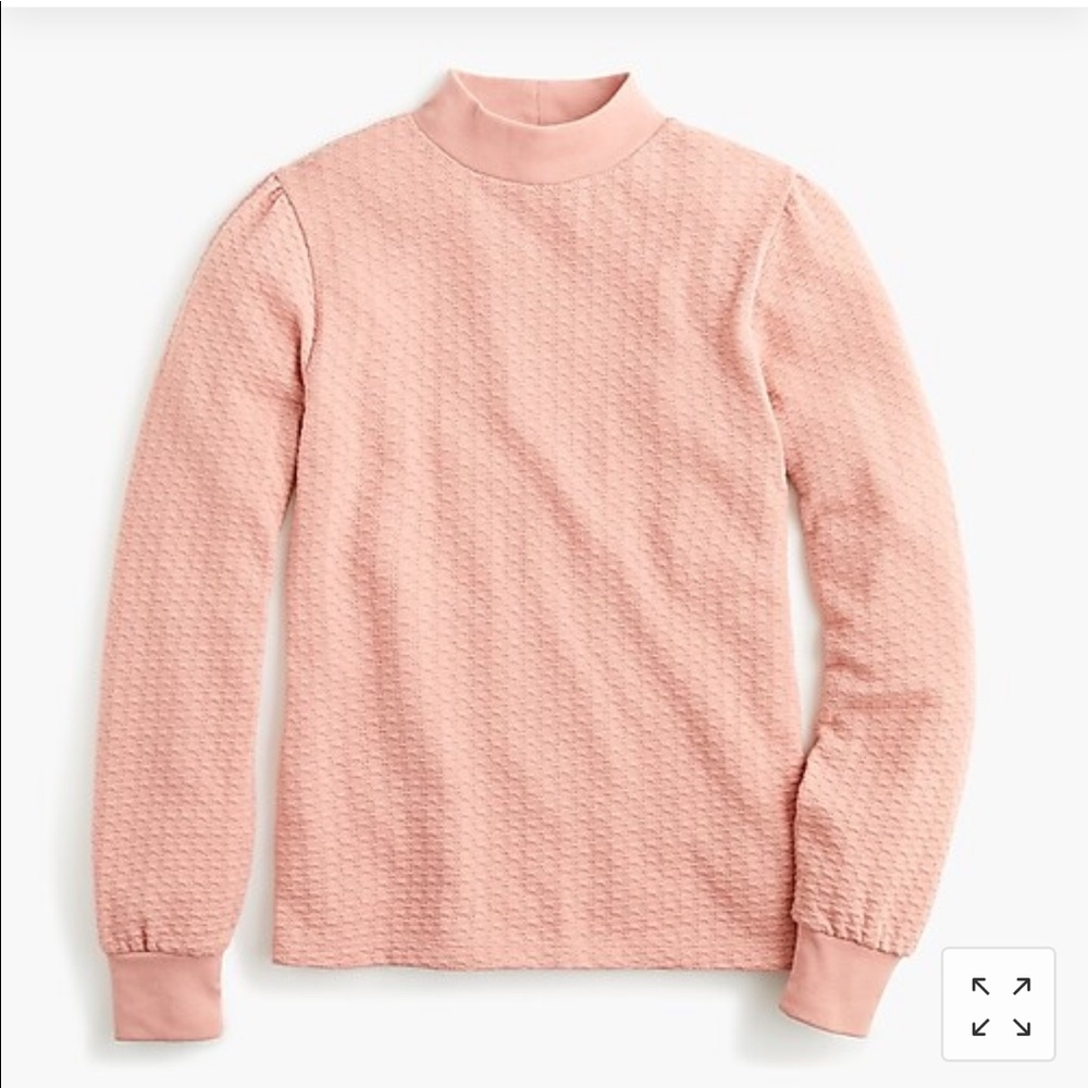 J Crew Pointelle mockneck puffed sleeve Top S NWT